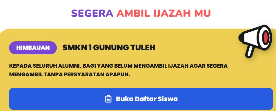 Segera Ambil Ijazahmu
